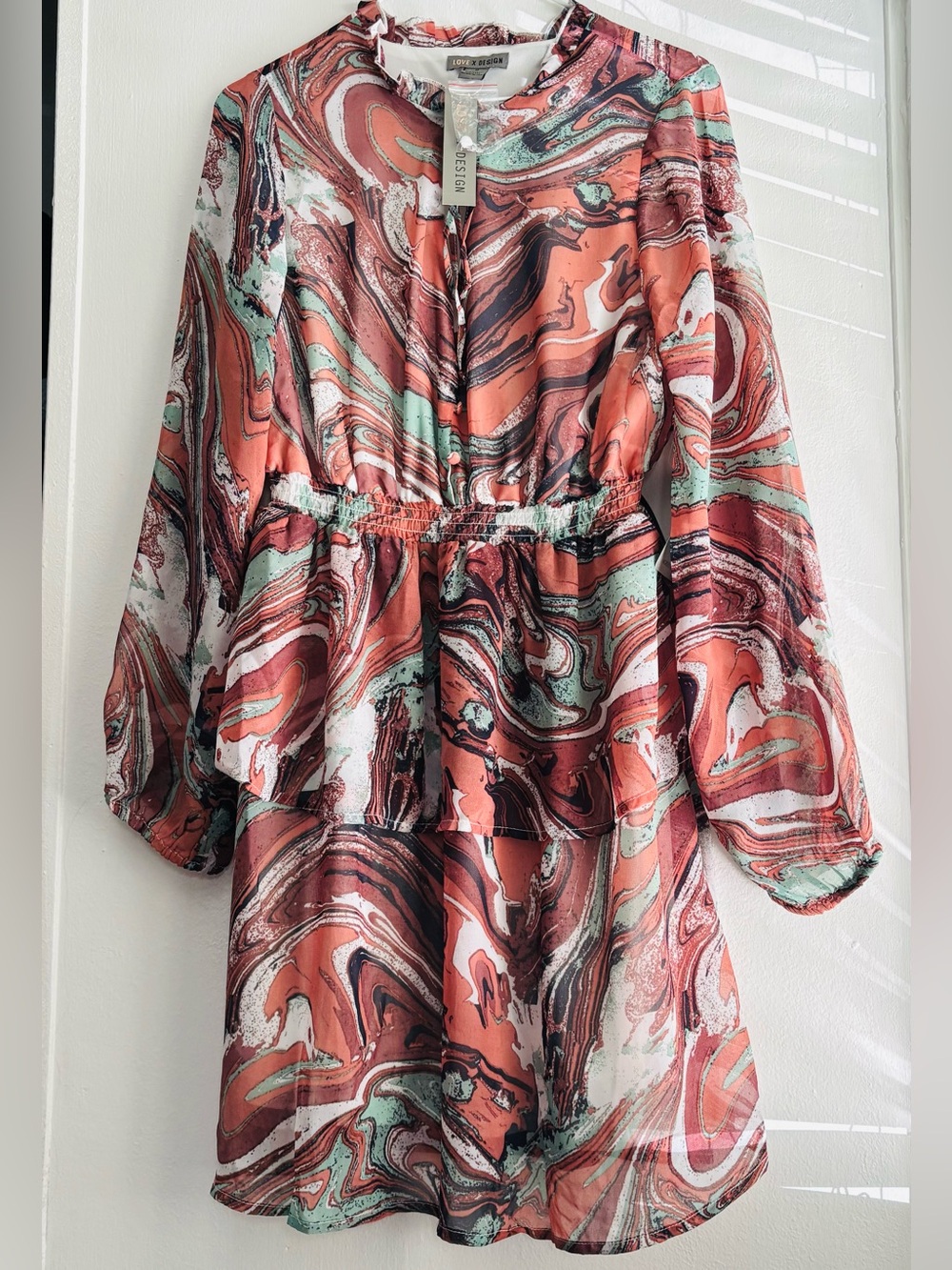 Love By Design Ruffle Chiffon Dress Multi Marble